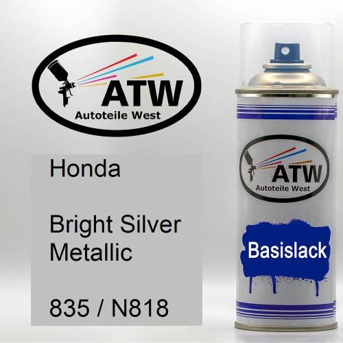 Honda, Bright Silver Metallic, 835 / N818: 400ml Sprühdose, von ATW Autoteile West.